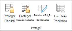 Opções de Proteger pasta de trabalho