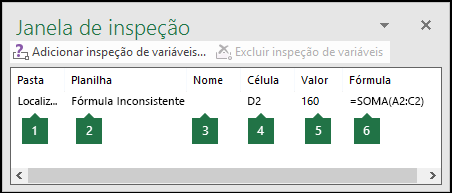 O Watch Window permite monitorar facilmente fórmulas usadas em uma planilha
