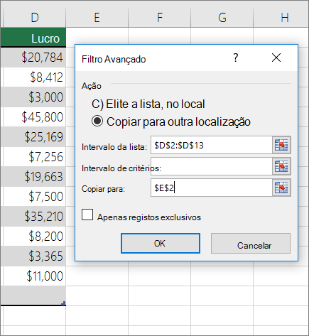 Filtro Avançado