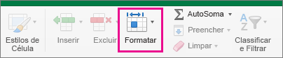 Na guia Página Inicial, Formatar é realçado