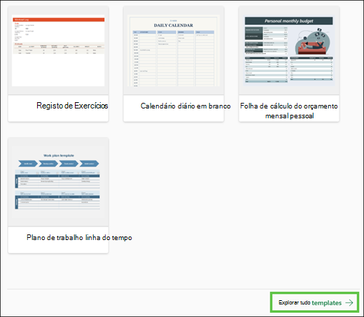 Explorar todos os modelos para Excel para a Web