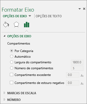 Painel de tarefas Formatar Eixo