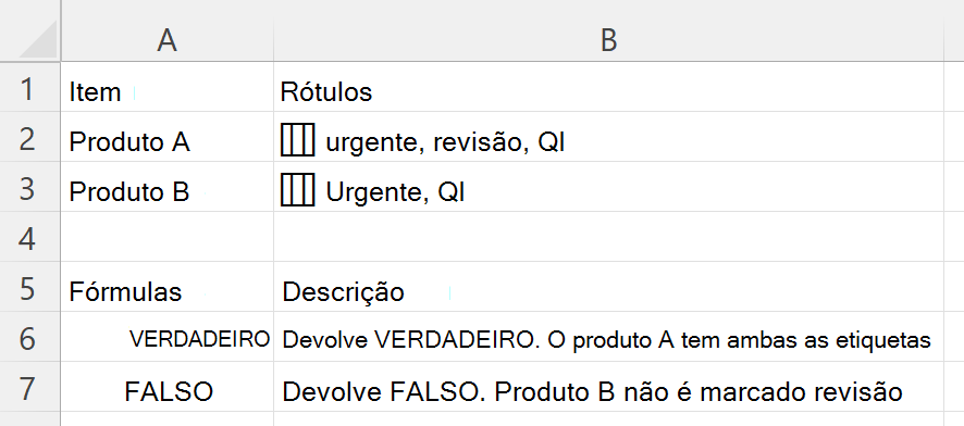 Usando HASALL para marcar se uma célula que contém uma matriz aninhada de tags inclui todas as tags necessárias