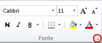 Iniciador de caixa de diálogo no grupo Fonte