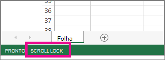 Scroll Lock aparece no canto inferior esquerdo da tela