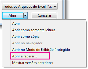 Comando Abrir e Reparar