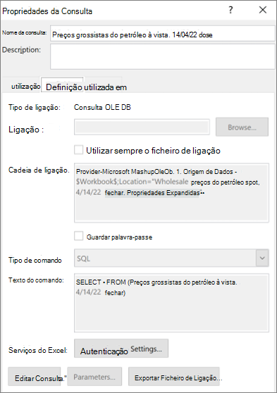 Propriedades da Conexão