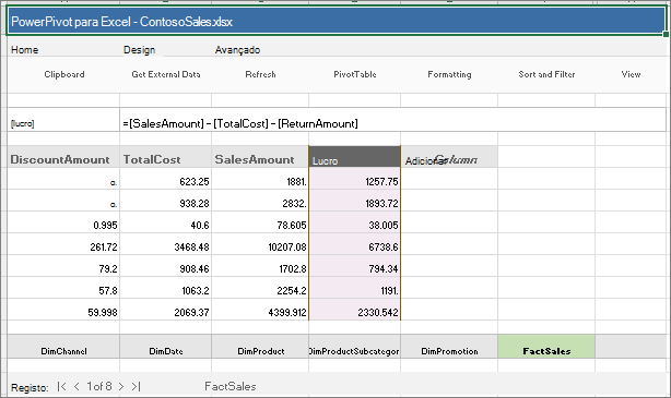 Captura de tela que mostra uma coluna calculada.