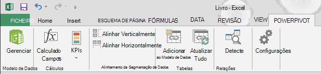Guia PowerPivot na faixa de opções