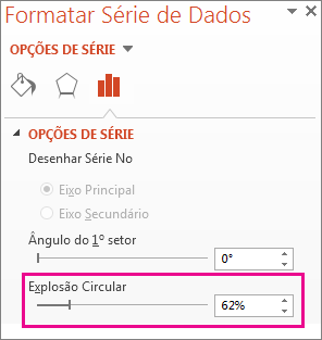 Controle deslizante de detalhamento da pizza no painel Formatar Série de Dados