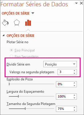 Caixa Dividir Série por no painel Formatar Série de Dados