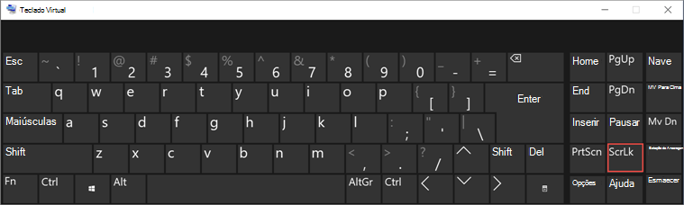 teclado no ecrã para Win 10