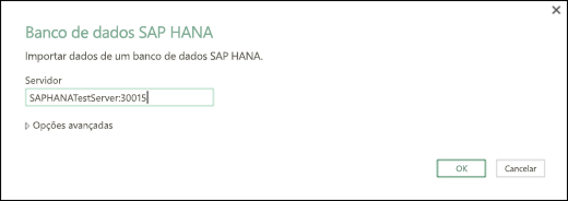 Caixa de diálogo Banco de Dados SAP HANA