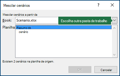 Caixa de diálogo Cenários de Mesclagem