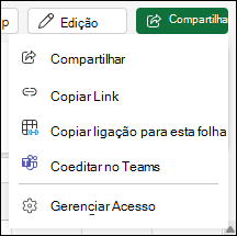 Compartilhar um link para sua planilha para Excel para a Web