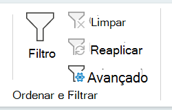 Captura de tela da guia Classificar e Filtrar Seção de Dados