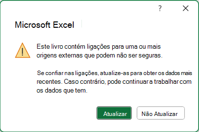 Caixa de diálogo de link não seguro