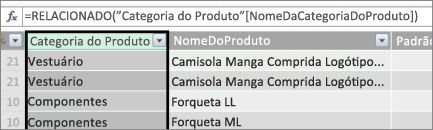 Coluna Categoria do produto calculada