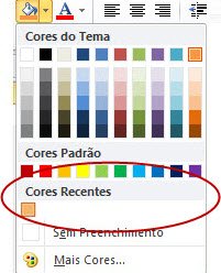 Opção Cores recentes