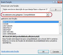 Caixa de diálogo Inserir Função