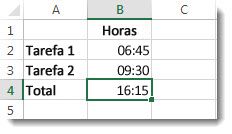 Tempo somado para duas tarefas