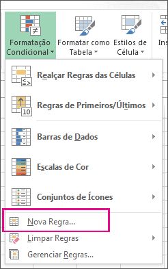 Botão Formatação Condicional na guia Página Inicial