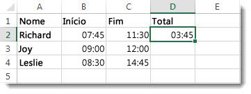Um tempo subtraído do outro para obter o tempo decorrido