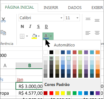 Escolher outra cor de texto