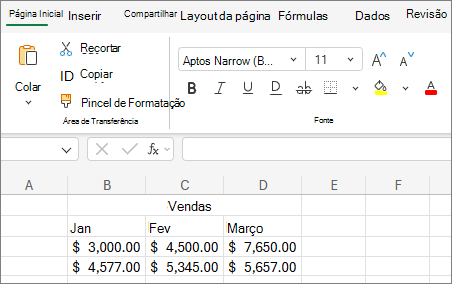 Captura de tela da lista suspensa Escolha outro tamanho de fonte.