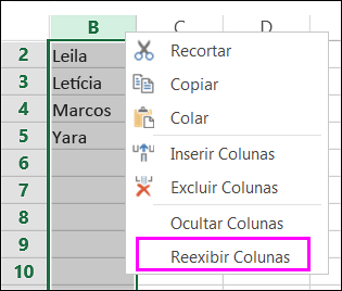 Opção Reexibir
