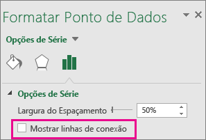 Painel de tarefas Formatar Ponto de Dados com a caixa Mostrar Linhas de Conector desmarcada no Office 2016