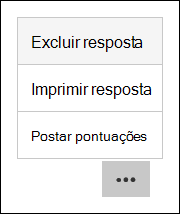 Opções de eliminação, impressão e publicação de pontuações no Microsoft Forms