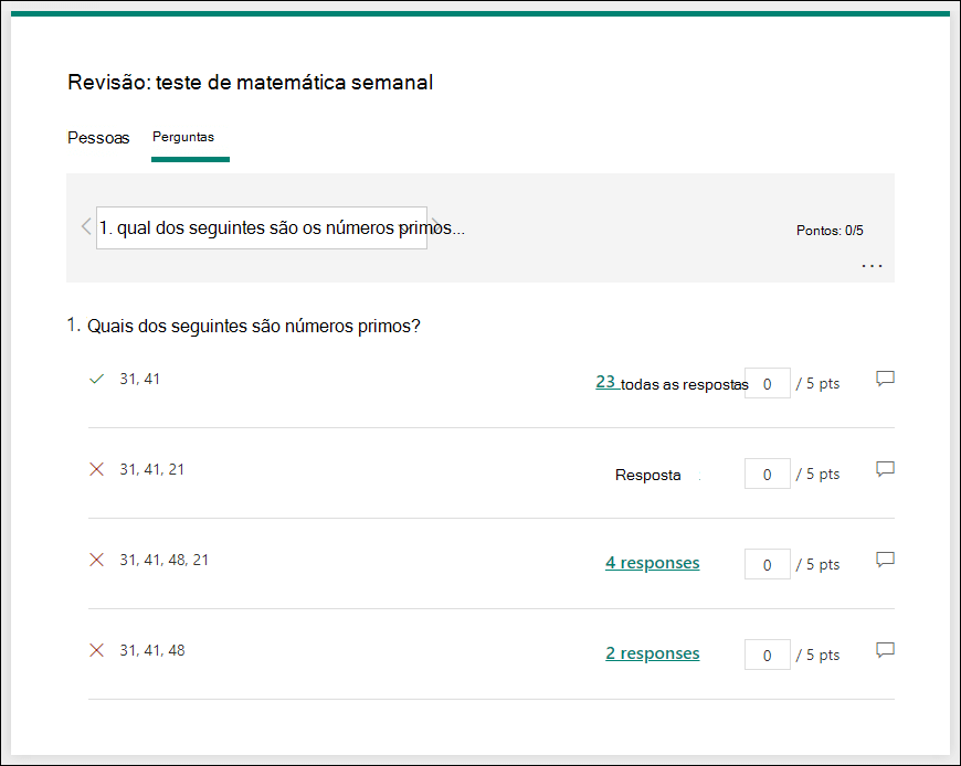 Rever perguntas sobre questionários