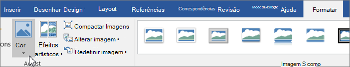 Comando Cor na guia Formato da Imagem