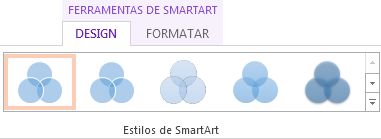 Grupo Estilos de SmartArt, na guia Design de Ferramentas de SmartArt