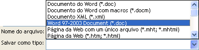 Lista Salvar como tipo