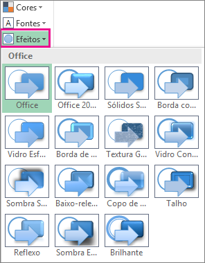 Opções de efeitos