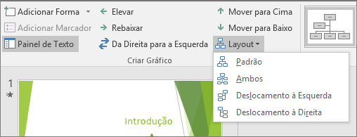 Mostra a opção Layout nas ferramentas SmartArt