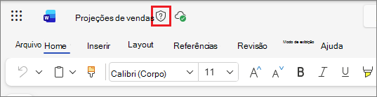 Ícone de etiqueta de confidencialidade no Office na Web, utilizando um documento de Word como exemplo