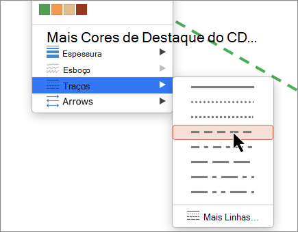 Mac shape outline dashes menu