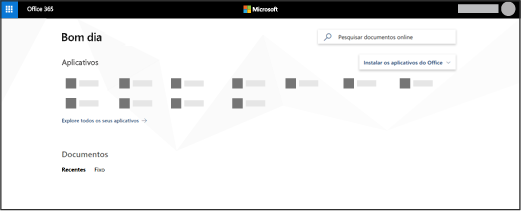 Home page do Office 365