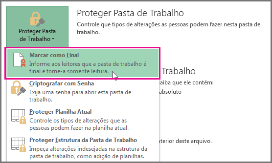 Office 2016 - Marcar como Final no Excel