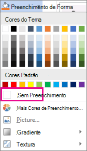 Selecionando Sem preenchimento