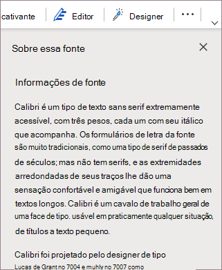 Sobre este painel de fontes