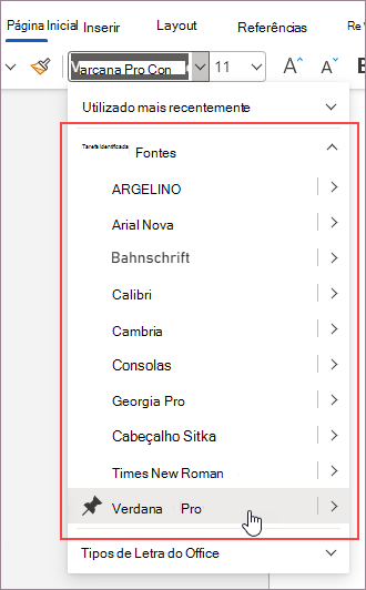 Fontes fixadas