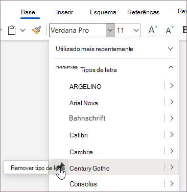 Desafixar uma fonte
