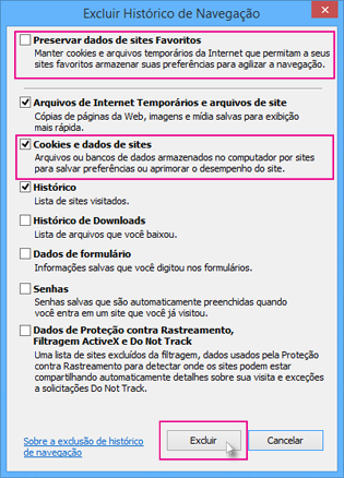 Excluir histórico de navegação