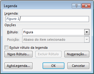Caixa de diálogo Inserir Legenda