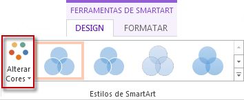Opção Alterar Cores no grupo Estilos de SmartArt