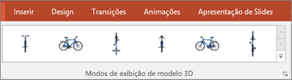 A galeria VIews do Modelo 3D oferece algumas predefinições úteis para organizar a exibição da sua imagem 3D